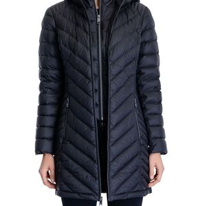 Free Burberry brooch with purchase Michael Kors puffed packable down jacket